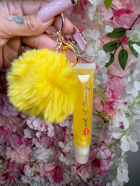 Lip Oil Pom-Pom Keychain Charm (Pineapple)
