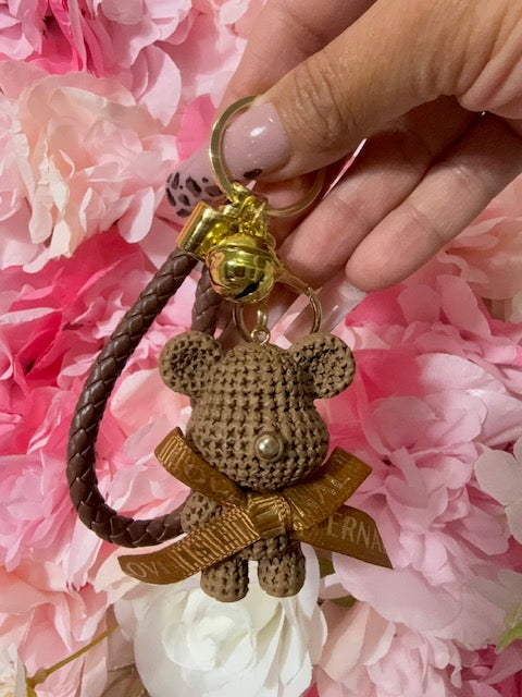 Teddy Bear Keychain/Charm (Brown/Gold)