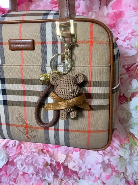 Teddy Bear Keychain/Charm (Brown/Gold)