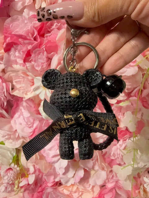 Teddy Bear Keychain/Charm (Black/Gold)