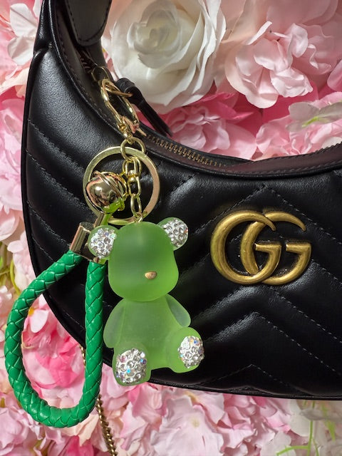 Teddy Bear Dazzle Keychain/Charm (Green)