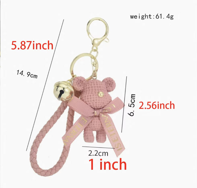 Teddy Bear Keychain/Charm (Pink/Gold)