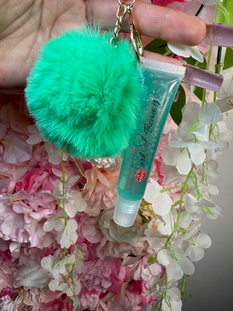 Lip Oil Pom-Pom Keychain Charm (Aloe Green)