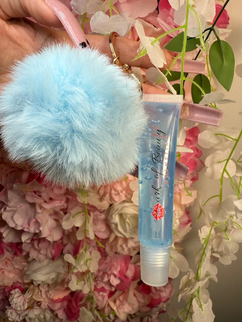 Lip Oil Pom-Pom Keychain Charm (Mint Blue)