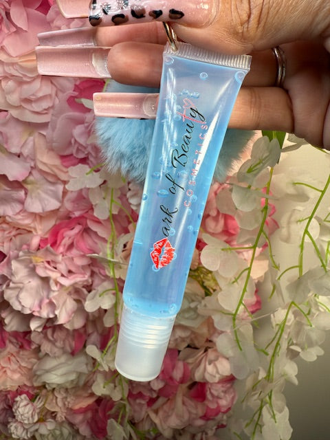 Lip Oil Pom-Pom Keychain Charm (Mint Blue)