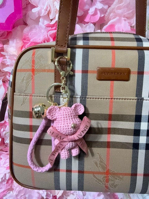 Teddy Bear Keychain/Charm (Pink/Gold)