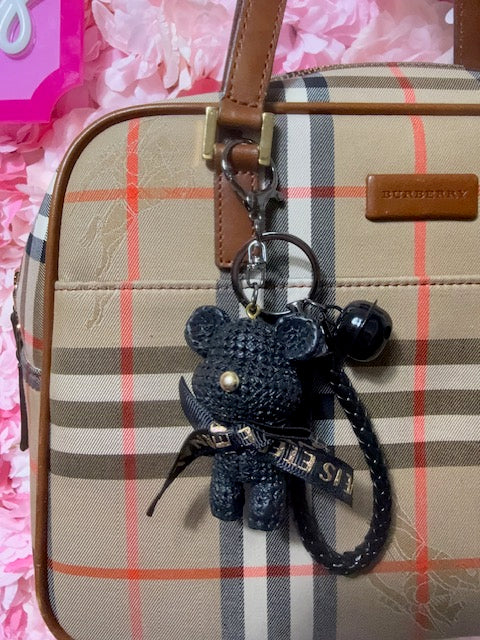 Teddy Bear Keychain/Charm (Black/Gold)