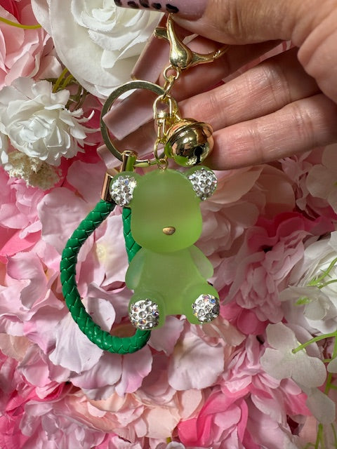 Teddy Bear Dazzle Keychain/Charm (Green)