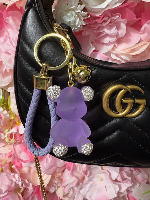 Teddy Bear Dazzle Keychain/Charm (Purple)