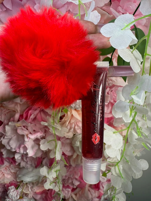 Lip Oil Pom-Pom Keychain Charm (Cherry)