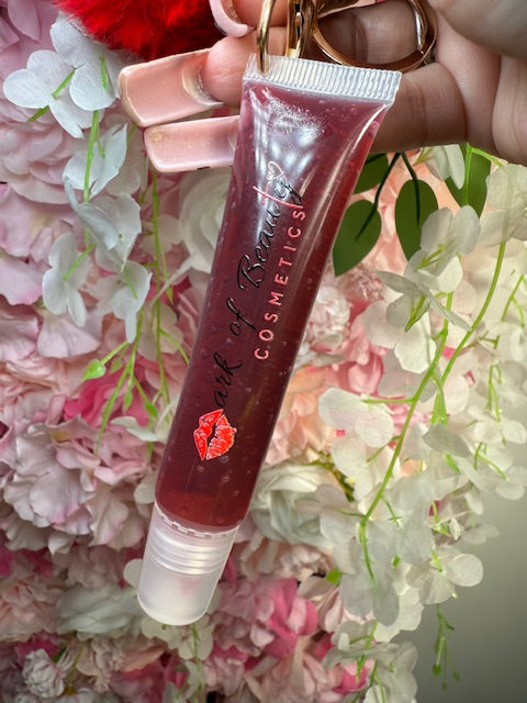 Lip Oil Pom-Pom Keychain Charm (Cherry)