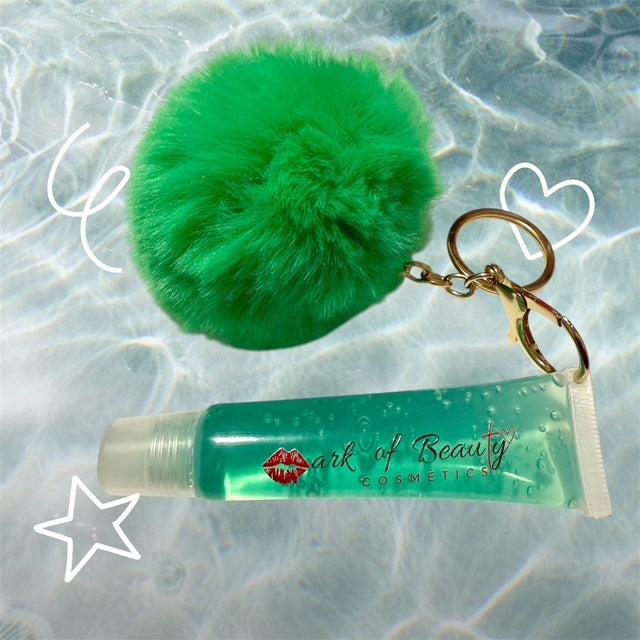 Lip Oil Pom-Pom Keychain Charm (Aloe Green)