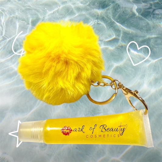Lip Oil Pom-Pom Keychain Charm (Pineapple)